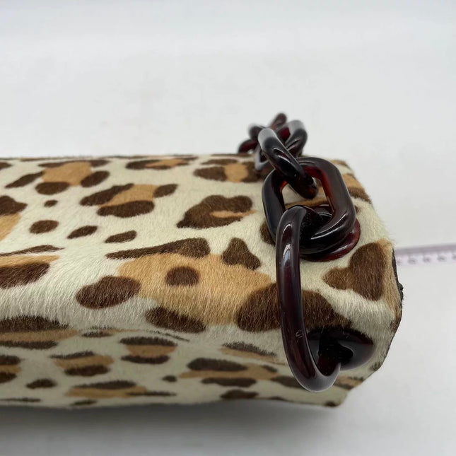 Prada Leopard Print Pony-style Calfskin Tortoise Strap Large Shoulder Bag