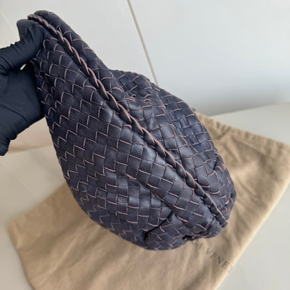 Bottega Veneta Belly Hobo Intrecciato Lambskin Leather Navy 5077 Medium 40cm