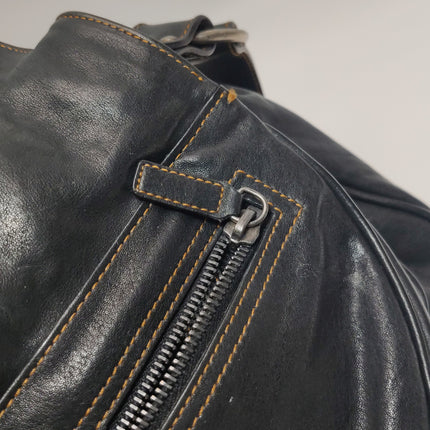 Dior Vintage Gaucho Large Black Leather Crossbody Bag