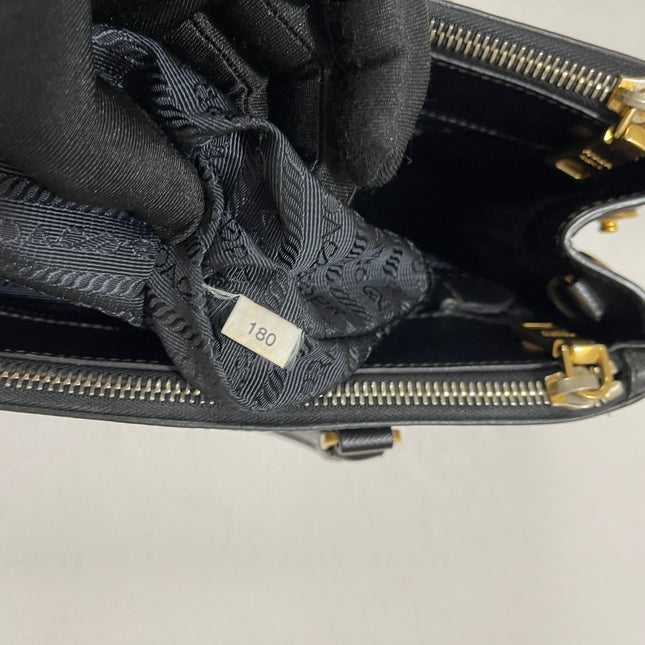 Prada Galleria Saffiano Leather Small Black Handbag with Strap