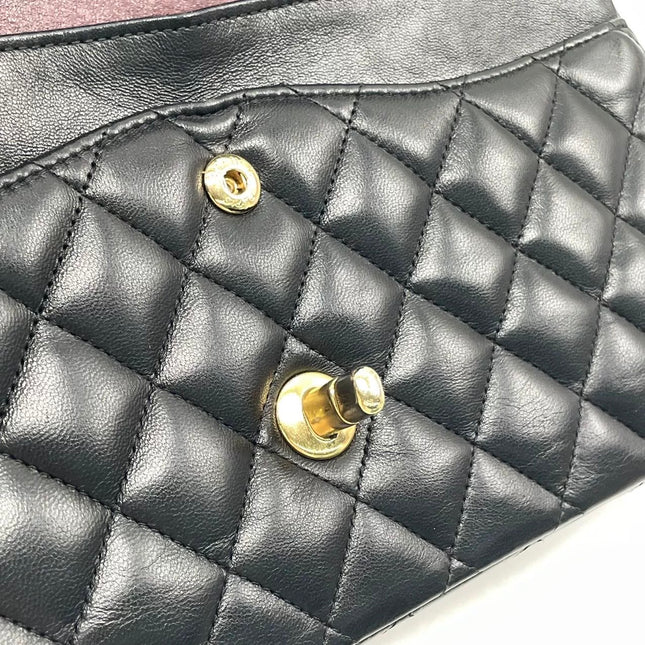 Chanel Classic Flap Medium 2015 Black Lambskin Leather Gold Hardware
