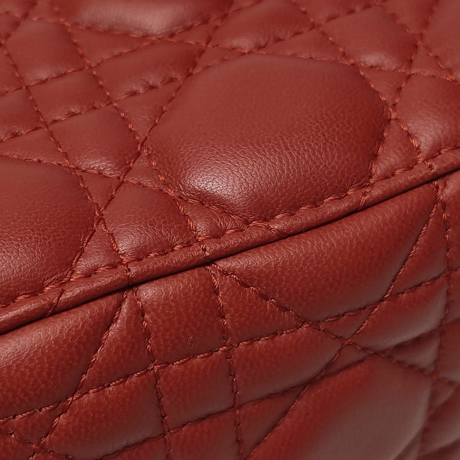 Lady Dior Small My Abcdior Red Lambskin Cannage Leather Gold Hardware
