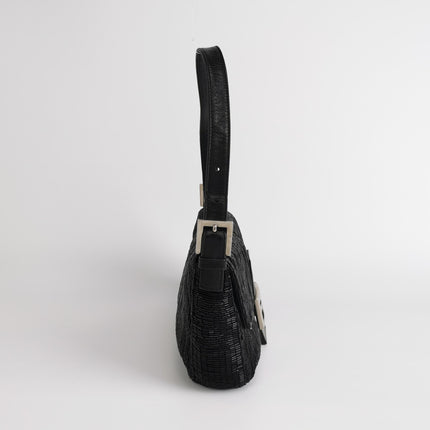 Fendi Baguette Black Glittering Waterfall Beads Shoulder Bag