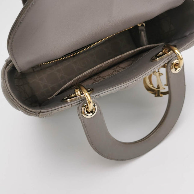 Lady Dior ABCdior 2017 Grey Cannage Lambskin Leather Handbag
