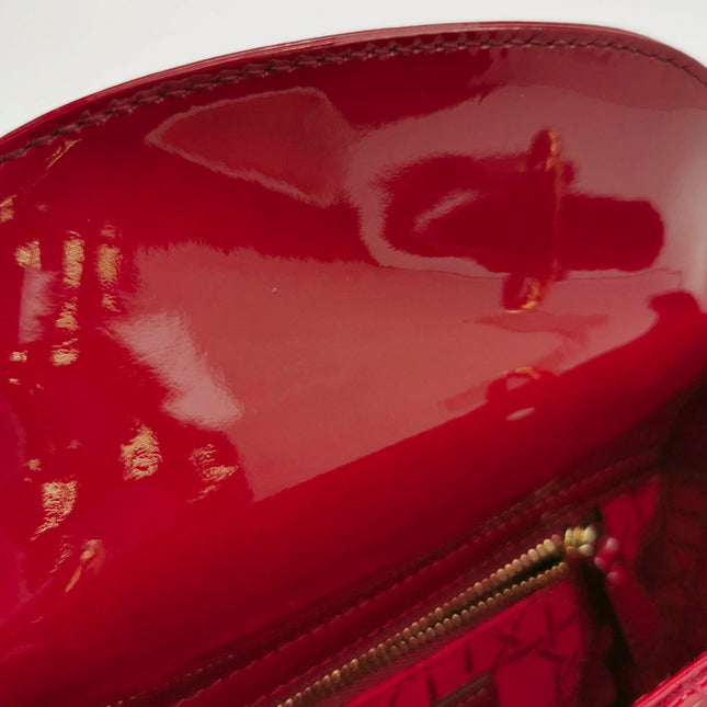 Sold Lady Dior Mini Handbag Red Patent Leather Gold-tone Leather and Chain Strap