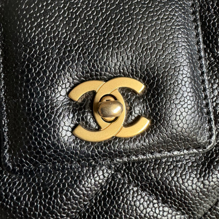 Chanel Kelly Top Handle Bag Black Caviar Leather, 2000-2002
