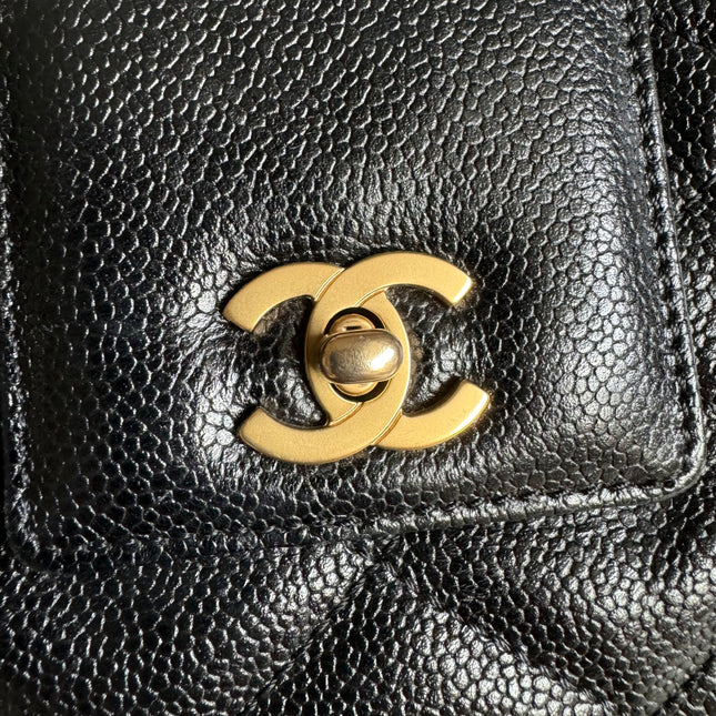 Chanel Kelly Top Handle Bag Black Caviar Leather, 2000-2002