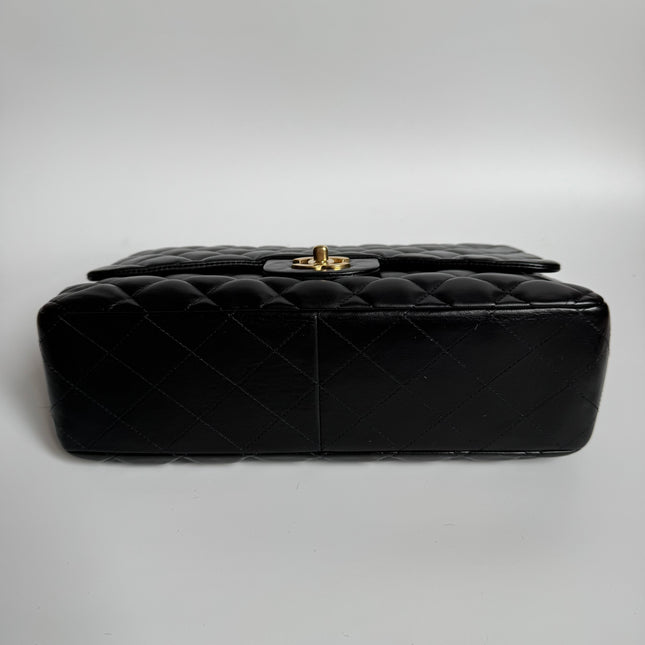 Chanel Classic Flap Jumbo Black Lambskin Leather Single Flap Gold Hardware 2009-2010