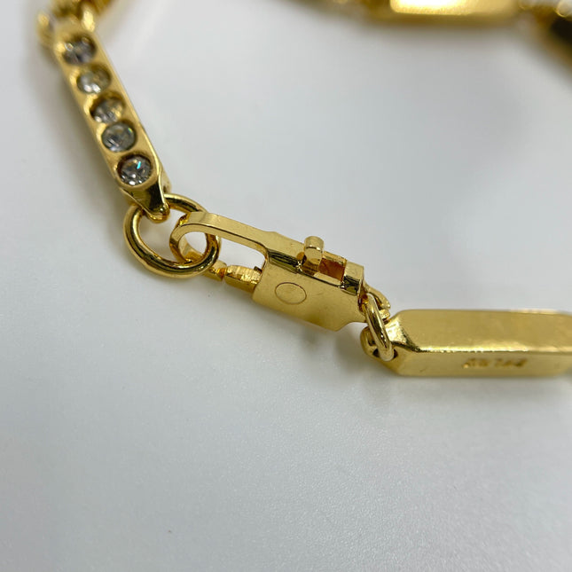 Celine Bracelet Vintage Gold Plated Crystals Embellished Gold Bar Links