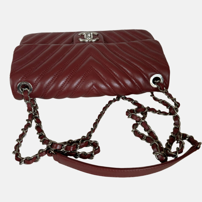 Chanel Classic Flap Medium Chevron Burgundy Quilted Lambskin Leather, 2015