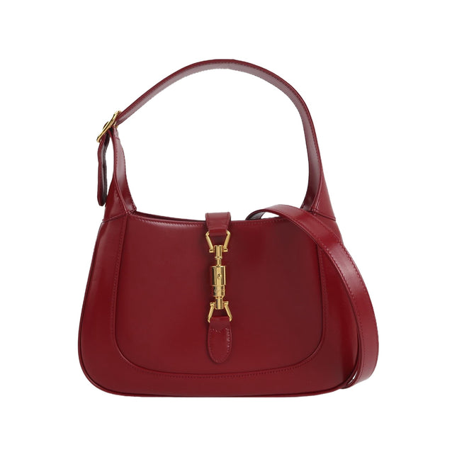 Gucci Jackie 1961 Red Burgundy Leather Bag Small with Adjustable Strap Gold Piston Lock