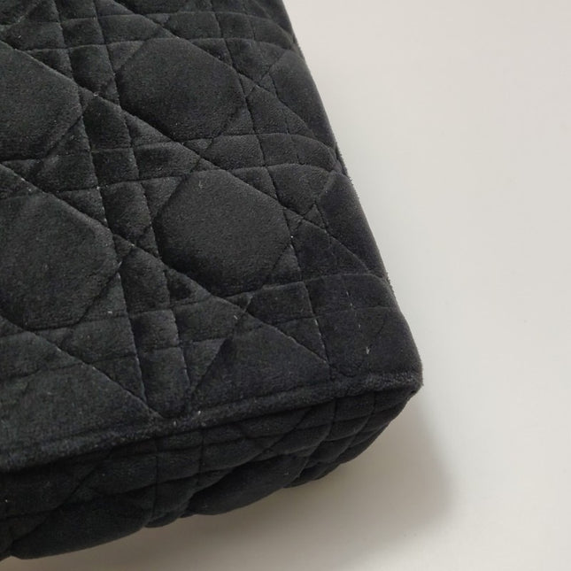 Sold Lady Dior Mini Black Suede with Light Gold-tone Hardware and Crystal Logo