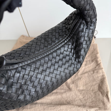 Bottega Veneta Intrecciato Hobo Bag Medium With Fringes Black Lambskin leather 40cm