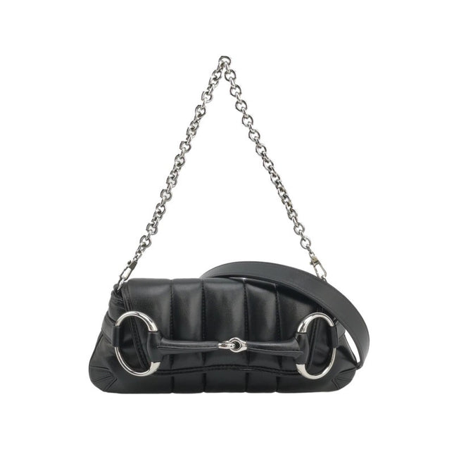 Gucci Horsebit 1955 Chain Shoulder Bag Small Padded Leather Black S23-Luxbags
