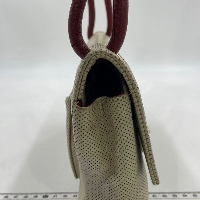 Chanel Vintage Classic Flap Bi-color Beige Perforated Leather and Red Leather Strap Bag, 2000-2002