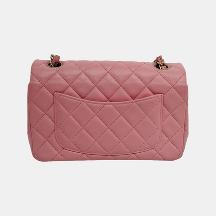 Chanel Classic Flap Rectangular Mini Pink Lambskin Leather Gold Hardware
