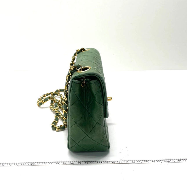Chanel Vintage Classic Flap Mini Square Green Lambskin 24k Gold HW, 1989-1991