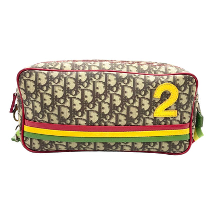 Dior No. 2 Rasta Trotter Camera Bag Beige Monogram Red Yellow Green Web Strap-Luxbags