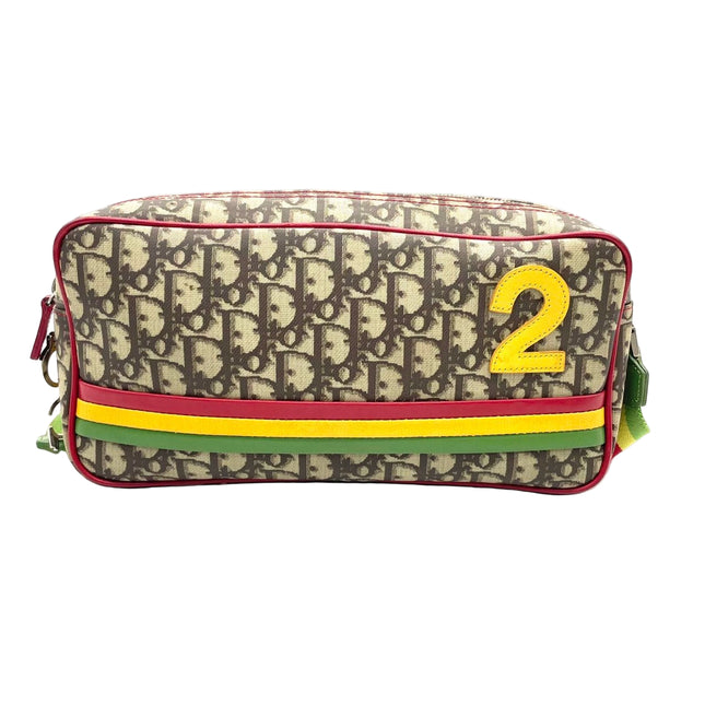 Dior No. 2 Rasta Trotter Camera Bag Beige Monogram Red Yellow Green Web Strap-Luxbags