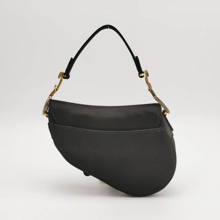 Dior Saddle Mini Silk Handbag Black with crystals