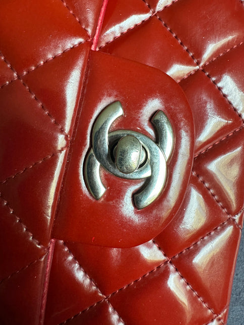 Chanel Classic Flap Medium Burgundy Patent Leather Silver HW, 2010-2011