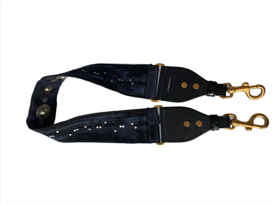 Dior Saddle Strap Navy canvas with Dior Logo and Metal-Luxbags