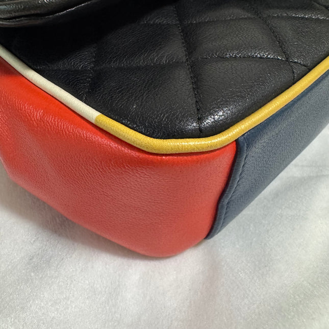 Chanel Timeless Classic Flap Lambskin Plexiglass Quilted Medium Cuba Color Flap Black with Multicolor Trim