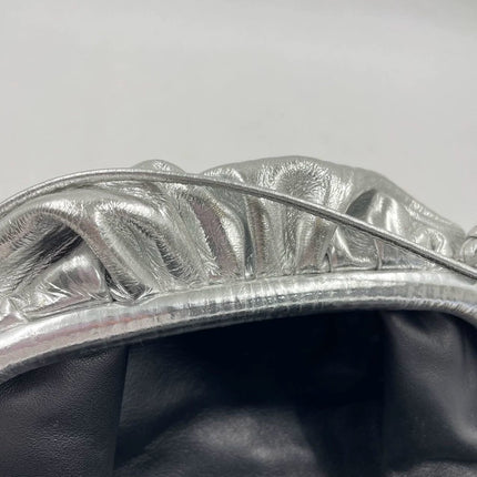 Sold Bottega Veneta Pouch Mini Silver Lambskin Leather Tree Trunk pattern