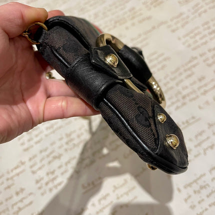 Gucci Horsebit 1955 Cloth Black Monogram Red Web Large Shoulder bag