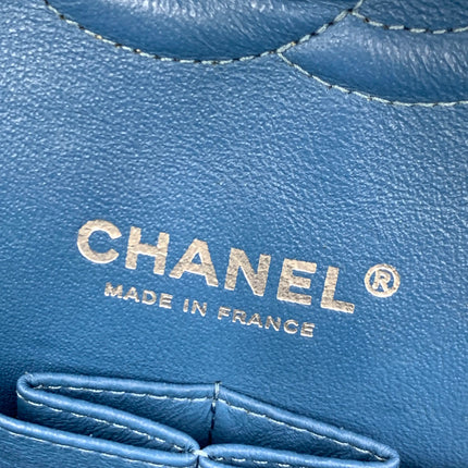 Chanel Timeless Classic Flap Medium Light Blue Caviar Leather Silver Hardware