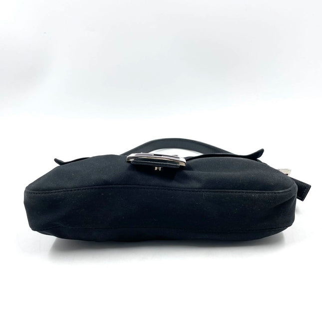 FENDI Baguette Vintage Black Cloth Silver Hardware