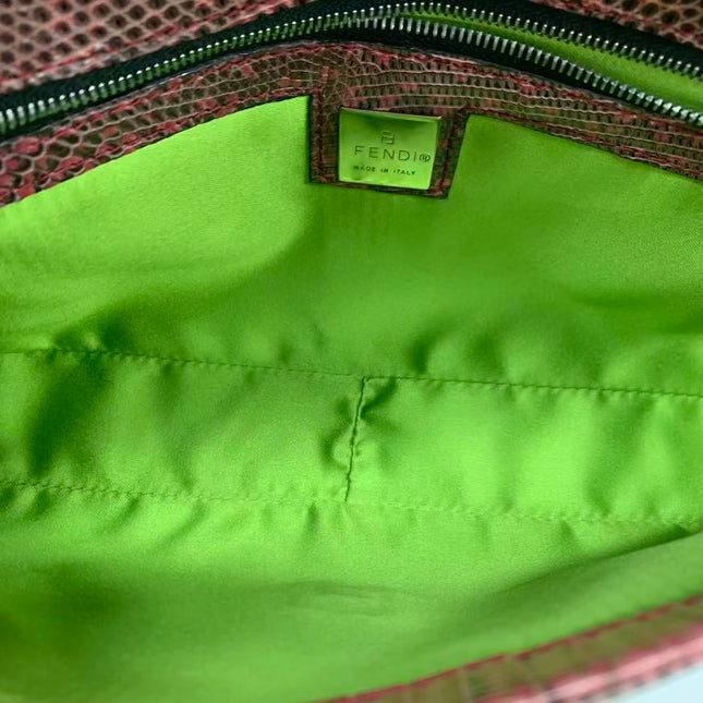 Fendi Baguette Purple Lizard Skin Leather Handbag