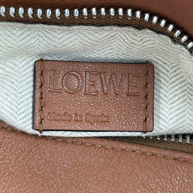 Loewe Puzzle Small Leather Woven Braided Caramel Tan Crossbody Bag