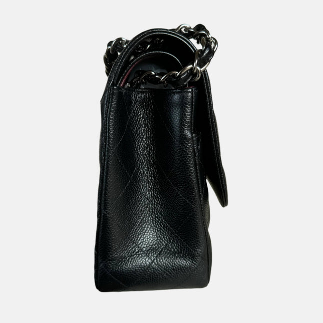 Sold Chanel Classic Flap Jumbo Black Caviar Leather Double Flap with Silver Hardware, 2014