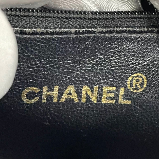 Chanel Vintage Kelly Mini Top Handle Flap Bag Black Lambskin Leather