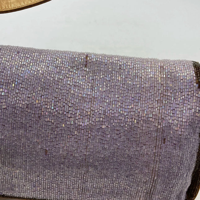 Sold FENDI Baguette Lilac Purple Glitter beads and Gold Leather