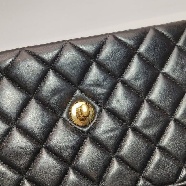 Chanel Double Sided Small Classic Flap Black Lambskin Leather 24k Gold Hardware, 1996-1997