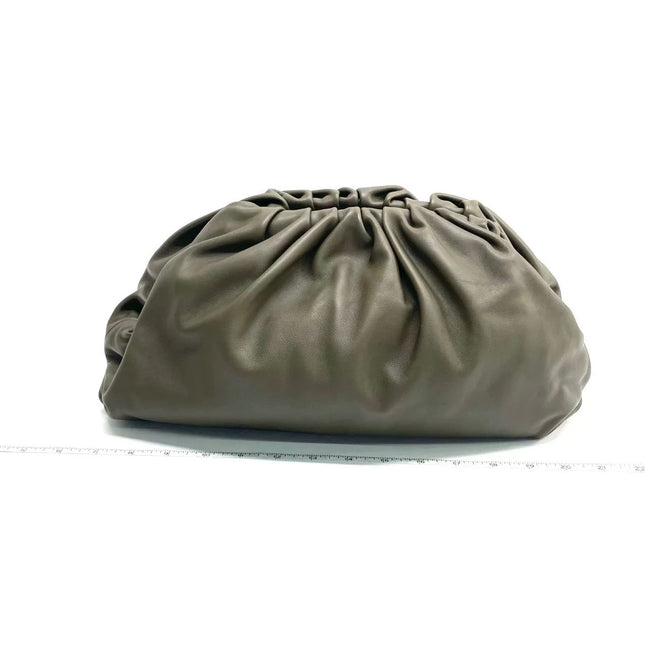 Bottega Veneta Pouch Calfskin Leather Dark Green Large