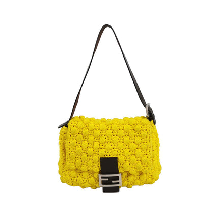 Fendi Mamma Baguette Bag Yellow Crochet Shoulder Bag
