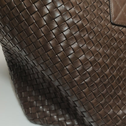 Bottega Veneta Cabat Tote Intreccio Leather Dark Chocolate Brown 44cm