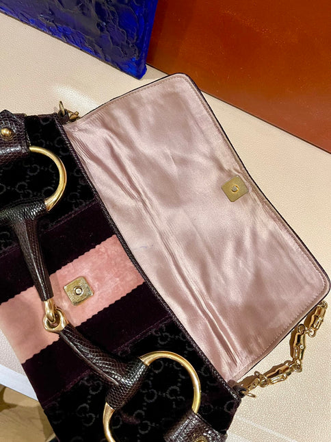 Sold Gucci Horsebit 1955 Large Velvet Purple Shoulder Bag