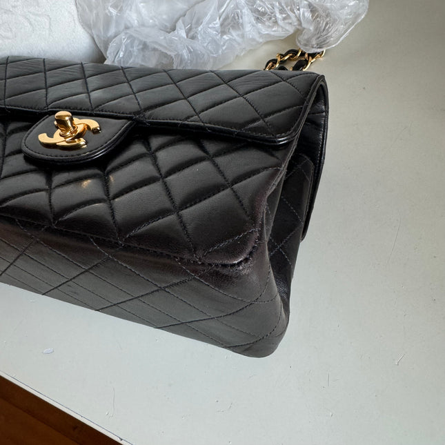 Chanel Double Sided Small Classic Flap Black Lambskin Leather 24k Gold Hardware, 1996-1997