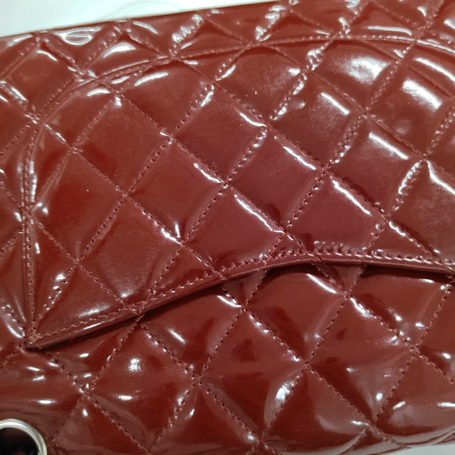 Chanel Classic Flap Medium Burgundy Patent Leather Silver HW, 2010-2011