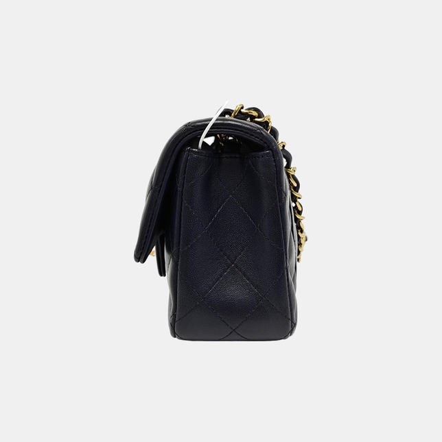 Chanel Classic Flap Rectangular Mini 2015 Navy Lambskin Gold Hardware