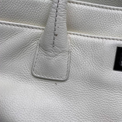 Chanel Cerf Executive East West Small White Caviar Leather Handbag