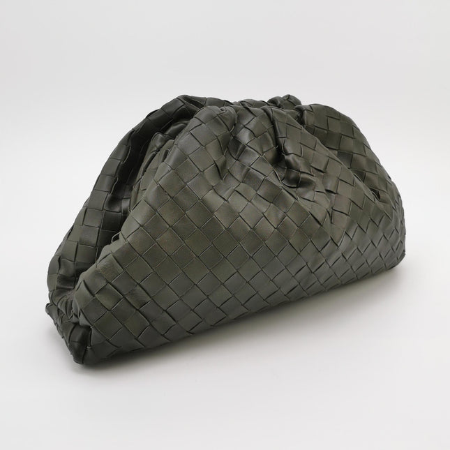 Bottega Veneta Pouch Large Intrecciato Dark Olive Green Calfskin Leather