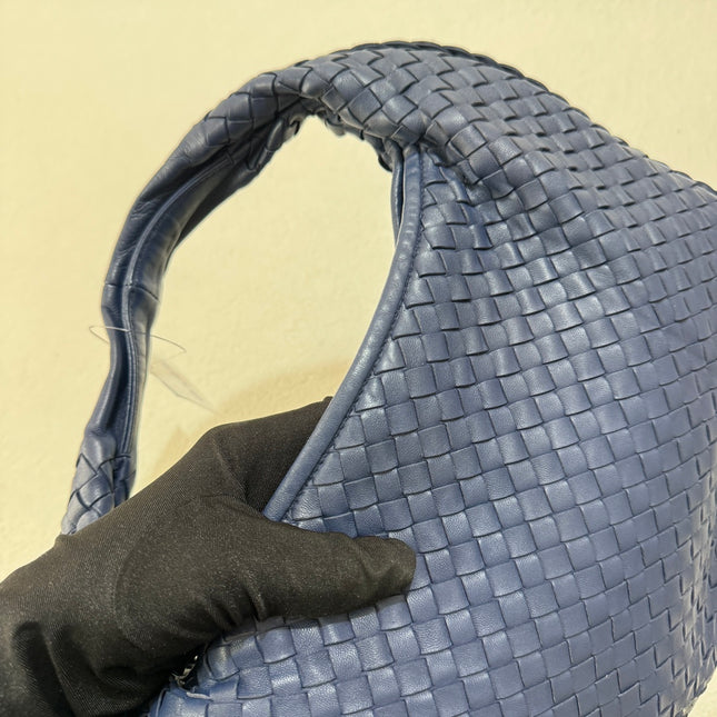 Bottega Veneta Veneta Hobo Medium Navy Intrecciato Leather Bag 40cm