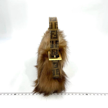 Fendi Baguette RARE Skunk Fur Vinyl Zucchino Strap Tobacco Multicolor