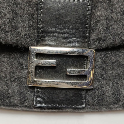 Sold Fendi Baguette Bag Grey Wool Zucca Print Shoulder Bag