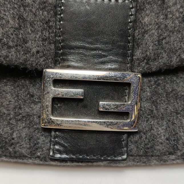 Sold Fendi Baguette Bag Grey Wool Zucca Print Shoulder Bag